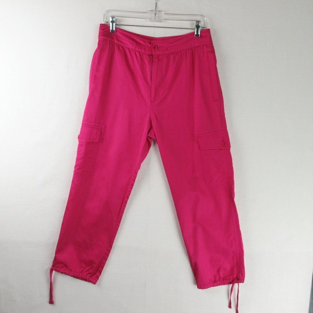 Lauren Ralph Lauren Hot Pink Shantung Cargo Ankle Pant Size 4